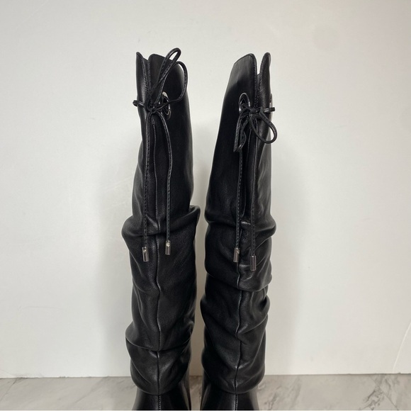 Paige Black Leather Slouchy Pointy Toe Tall Boot 6 1/2 - Picture 5 of 16